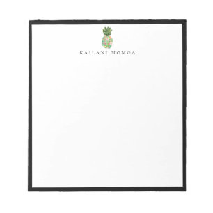 Bloemmotief Ananas Zwart Frame Notitieblok