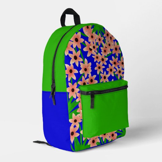 bloemmotief bedrukte rugzak (Achterkant Hoek Links)