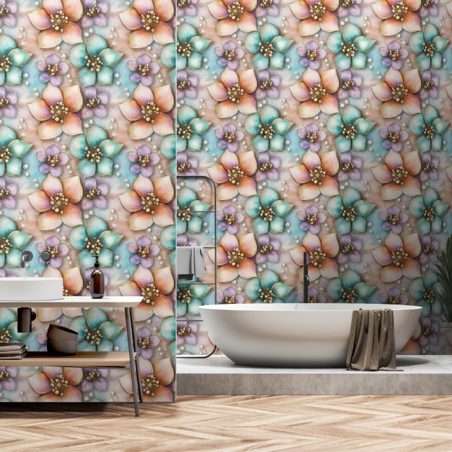 Bloemmotief Behang (Badkamer)