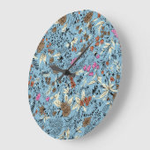  bloemmotief, blauwe achtergrond. grote klok (Hoek)