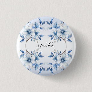 Bloemmotief Blauwe Bloemen Knop Ronde Button 3,2 Cm