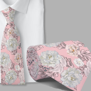 Bloemmotief Blush Roze Grote Bloemen Das