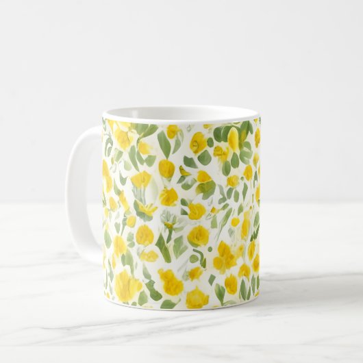 Bloemmotief Buttercup Bloemen Koffiemok (Voorkant links)