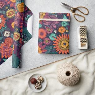 Bloemmotief, een boeket van kleurrijke bloemen cadeaupapier
