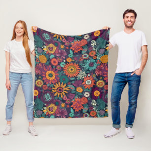 Bloemmotief, een boeket van kleurrijke bloemen fleece deken