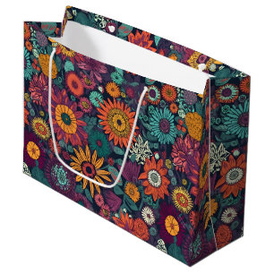 Bloemmotief, een boeket van kleurrijke bloemen groot cadeauzakje