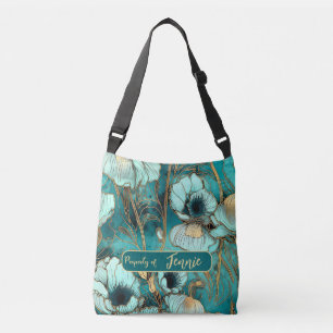 Bloemmotief Eigendom van Voeg Uw Naam Toe Aanpasse Crossbody Tas