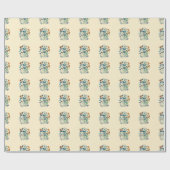  bloemmotief en vlinders cadeaupapier (Vlak)