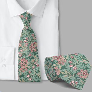 Bloemmotief geïnspireerd door William Morris groen Stropdas