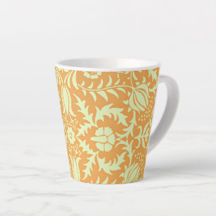 Bloemmotief, goud en pastelgeel ontwerp, latte mok