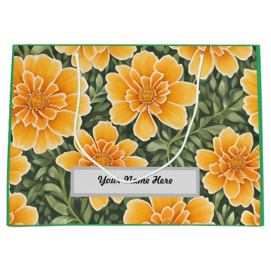 bloemmotief goudsbloem groot cadeauzakje (Voorkant)