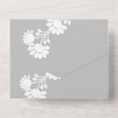 Bloemmotief grijs wit bruiloft all in one uitnodiging (Achterkant)