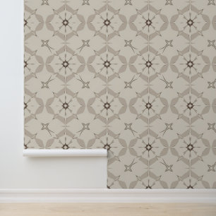 bloemmotief in beige tinten behang