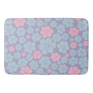 Bloemmotief in blauw, lila en roze badmat