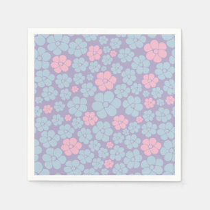Bloemmotief in blauw, lila en roze servet