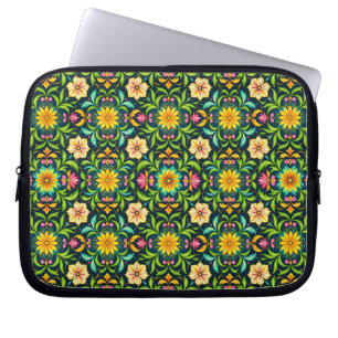 Bloemmotief in levendige kleuren laptop sleeve