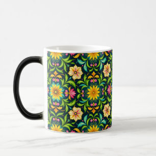 Bloemmotief in levendige kleuren magische mok