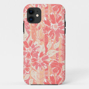 Bloemmotief in modieuze perzik tinten iPhone 11 hoesje
