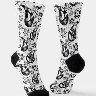 Bloemmotief in paisley-patroon in wit ontwerp sokken