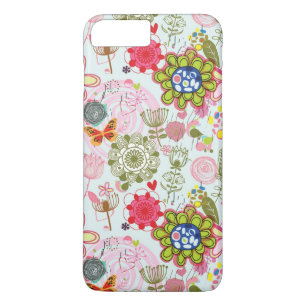 Bloemmotief in retro stijl 2 iPhone 8 plus / 7 plus hoesje