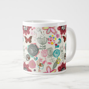 Bloemmotief in retro stijl 5 jumbo mok