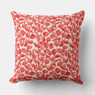 Bloemmotief in rood patroon kussen