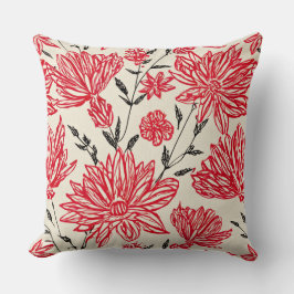 Bloemmotief in rood patroon kussen
