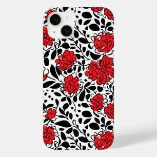  bloemmotief in rood, zwart en wit Case-Mate iPhone 14 plus hoesje