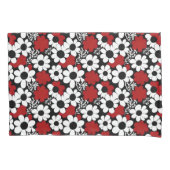 bloemmotief in rood, zwart en wit kussensloop (Voorkant-Links)