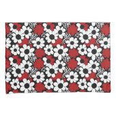 bloemmotief in rood, zwart en wit kussensloop (Voorkant-Rechts)