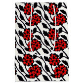  bloemmotief in rood, zwart en wit medium cadeauzakje (Achterkant)
