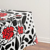 bloemmotief in rood, zwart en wit tafelkleed (Voorbeeld)