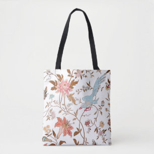 Bloemmotief in vintage stijl met bloeiende bloemen draagtas