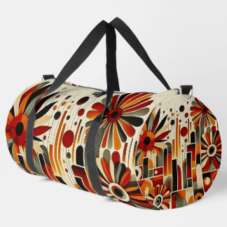 bloemmotief in warme aardetinten plunjezak