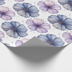 Bloemmotief in waterverf lavendel en blauw cadeaupapier