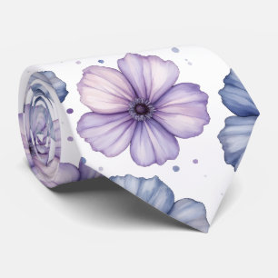 Bloemmotief in waterverf lavendel en blauw stropdas