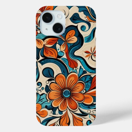 bloemmotief iPhone 15 Hoesje (Achterkant)