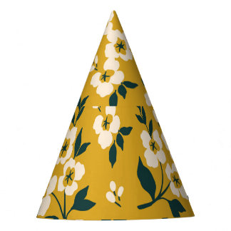  bloemmotief, kleine witte bloemetjes. feesthoedjes