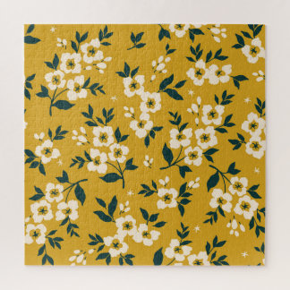  bloemmotief, kleine witte bloemetjes. legpuzzel