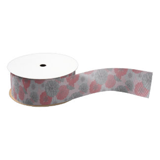  bloemmotief koraal/monochroom bloemkunst grosgrain lint