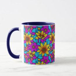 Bloemmotief met abstracte lijnkunst 10 - Mok