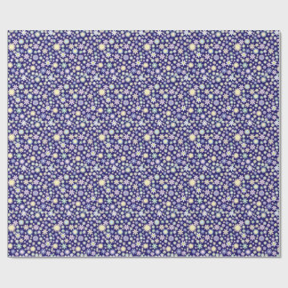 Bloemmotief met blauwe achtergrond cadeaupapier
