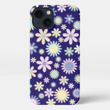 Bloemmotief met blauwe achtergrond