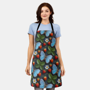 Bloemmotief met Blauwe Morpho Vlinders Schort