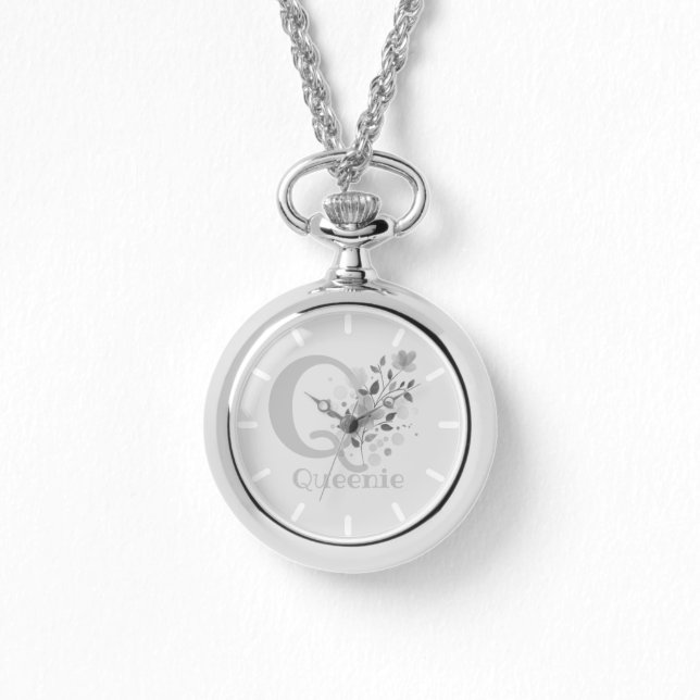 Bloemmotief met cijfers, naam en eerste initialen  horloge (Voorkant)