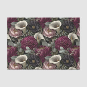 Bloemmotief met Dahlias en Calla's in een donkere Tissuepapier