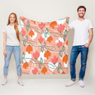 Bloemmotief met de hand getekend botanisch patroon fleece deken
