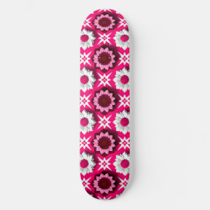 Bloemmotief met levendig roze en witte lotus skateboard