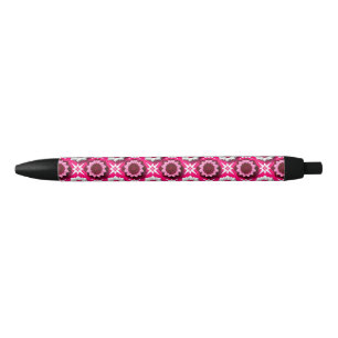 Bloemmotief met levendig roze en witte lotus zwarte inkt pen