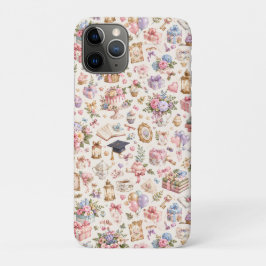 Bloemmotief met pastelbloemen voor vintage viering iPhone 11 pro hoesje
